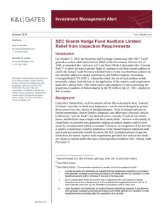 Investment Management Alert SEC Grants Hedge Fund Auditors Limited