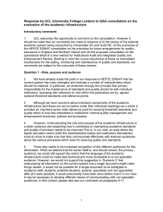 Response by UCL (University College London) to QAA consultation on... evaluation of the academic infrastructure
