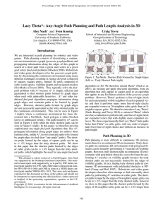 Lazy Theta*: Any-Angle Path Planning and Path Length Analysis in... Alex Nash and Sven Koenig Craig Tovey