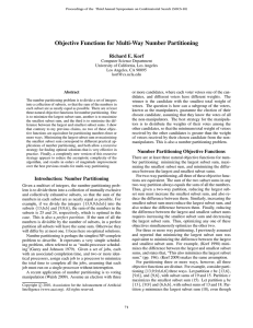 Objective Functions for Multi-Way Number Partitioning Richard E. Korf