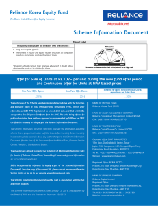 Scheme Information Document Reliance Korea Equity Fund