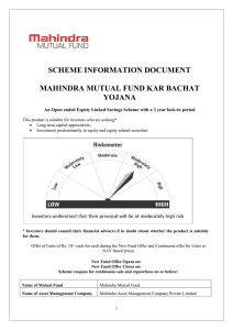 SCHEME INFORMATION DOCUMENT MAHINDRA MUTUAL FUND KAR BACHAT YOJANA