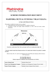 SCHEME INFORMATION DOCUMENT MAHINDRA MUTUAL FUND BAL VIKAS YOJANA