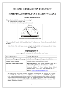 SCHEME INFORMATION DOCUMENT  MAHINDRA MUTUAL FUND BACHAT YOJANA