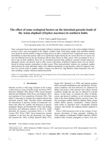 The effect of some ecological factors on the intestinal parasite... Elephas maximus T N C V and