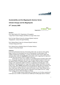 Sustainability and the Megalopolis Seminar Series Climate Change and the Megalopolis 21