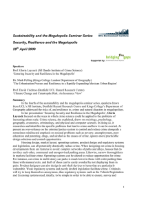 Sustainability and the Megalopolis Seminar Series  Security, Resilience and the Megalopolis 29
