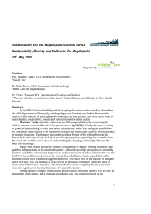 Sustainability and the Megalopolis Seminar Series