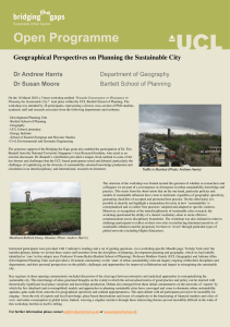 Open Programme Geographical Perspectives on Planning the Sustainable City Dr Andrew Harris
