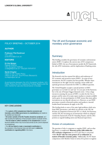 The UK and European economic and monetary union governance Summary