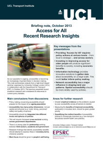 Access for All Recent Research Insights Briefing note, October 2013