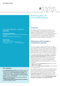 Addressing global non- communicable diseases Introduction UCL POLICY BRIEFING – JUNE 2014