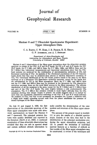Geophysical Journal of Research Mariner 6 and 7 Ultraviolet
