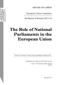 The Role of National Parliaments in the European Union