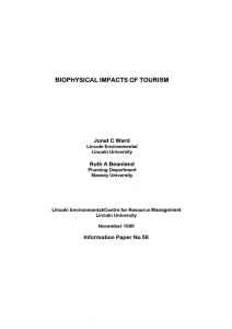 BIOPHYSICAL IMPACTS OF TOURISM JonetC Ward Ruth A Beanland