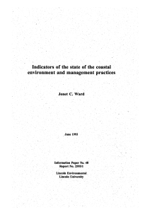 ·Indicators of the state .. of the coastal' environment and .managementpractices