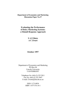 Evaluating the Performance of Dairy Marketing Systems: a Stimuli Response Approach