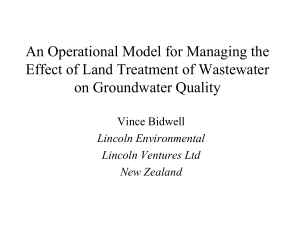 An Operational Model for Managing the on Groundwater Quality Vince Bidwell