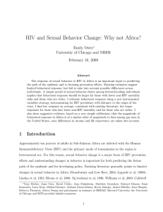 HIV and Sexual Behavior Change: Why not Africa? Emily Oster