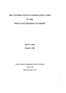 THE CONTRIBUTION OF CONSERVATION LANDS TO THE WEST COAST REGIONAL ECONOMY J.