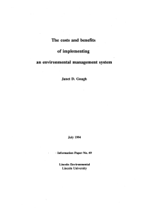 The costs  and benefits of implementing an environmental management system
