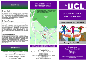 Speakers GP TUTORS’ ANNUAL UCL Medical School (Royal Free Campus)