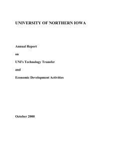 UNIVERSITY OF NORTHERN IOWA  Annual Report  on UNI's Technology Transfer 