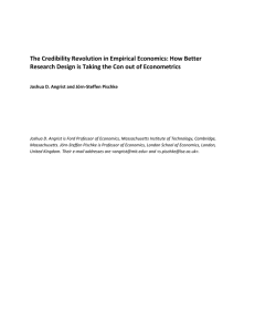 The Credibility Revolution in Empirical Economics: How Better  Research Design is Taking the Con out of Econometrics 