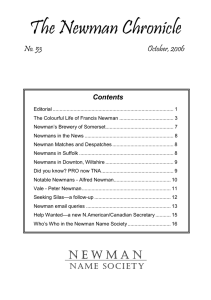 The Newman Chronicle No. 53 October, 2006 Contents