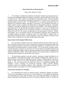 February 25, 2003 Rome Declaration on Harmonization Rome, Italy, February 25, 2003