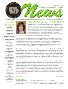News Spring 2014 President’s Message: Cure for Winter Doldrums