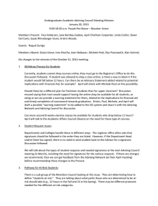 Undergraduate Academic Advising Council Meeting Minutes January 30, 2015