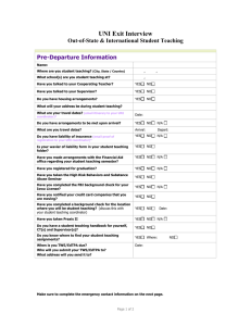 UNI Exit Interview Out-of-State &amp; International Student Teaching  Pre-Departure Information