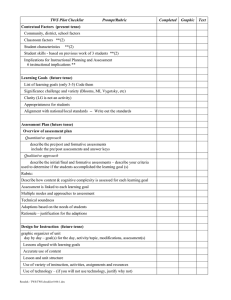 TWS Pilot Checklist        ... Completed  Graphic  Text Contextual Factors  (present tense)