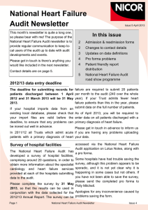 National Heart Failure Audit Newsletter In this issue