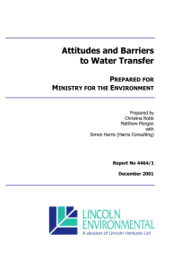 Attitudes and Barriers to Water Transfer  P