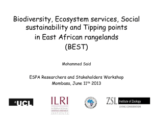 Biodiversity, Ecosystem services, Social sustainability and Tipping points in East African rangelands