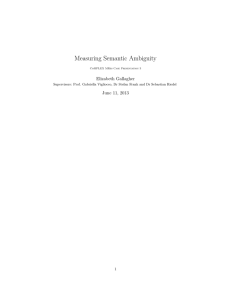 Measuring Semantic Ambiguity Elizabeth Gallagher June 11, 2013 1
