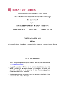 Unrevised transcript of evidence taken before Sub-Committee I TUESDAY 24 APRIL 2012