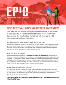 EPIC FEstIval 2013 voluntEEr ovErvIEw