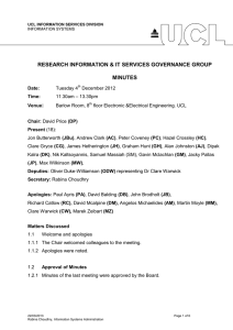 RESEARCH INFORMATION &amp; IT SERVICES GOVERNANCE GROUP MINUTES :