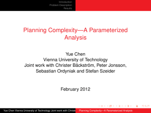 Planning Complexity—A Parameterized Analysis