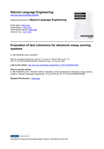 Natural Language Engineering Evaluation of text coherence for electronic essay scoring  systems Natural Language Engineering: