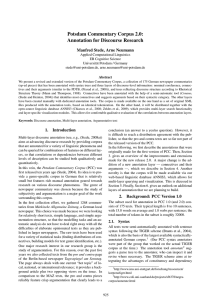 Potsdam Commentary Corpus 2.0: Annotation for Discourse Research Manfred Stede, Arne Neumann