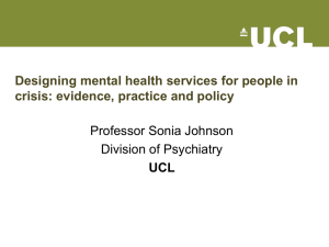 Designing mental health services for people in Professor Sonia Johnson