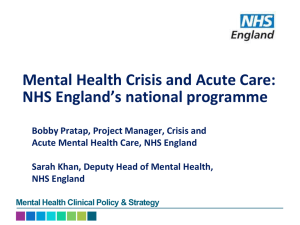 Mental Health Crisis and Acute Care: NHS England’s national programme