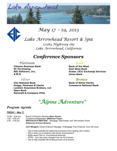 May 17 – 19, 2013 a Conference Sponsors Lake Arrowhead Resort &amp; Sp