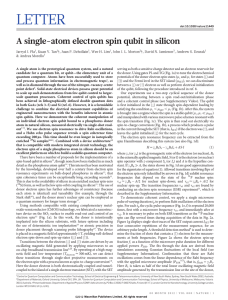 LETTER A single-atom electron spin qubit in silicon