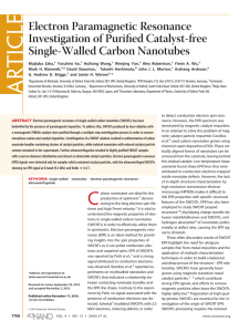 Electron Paramagnetic Resonance Investigation of Puriﬁed Catalyst-free Single-Walled Carbon Nanotubes