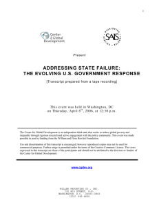 ADDRESSING STATE FAILURE: THE EVOLVING U.S. GOVERNMENT RESPONSE